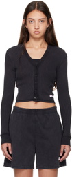 Alexander Wang Black Waffle-Knit Cotton Stretch Cardigan