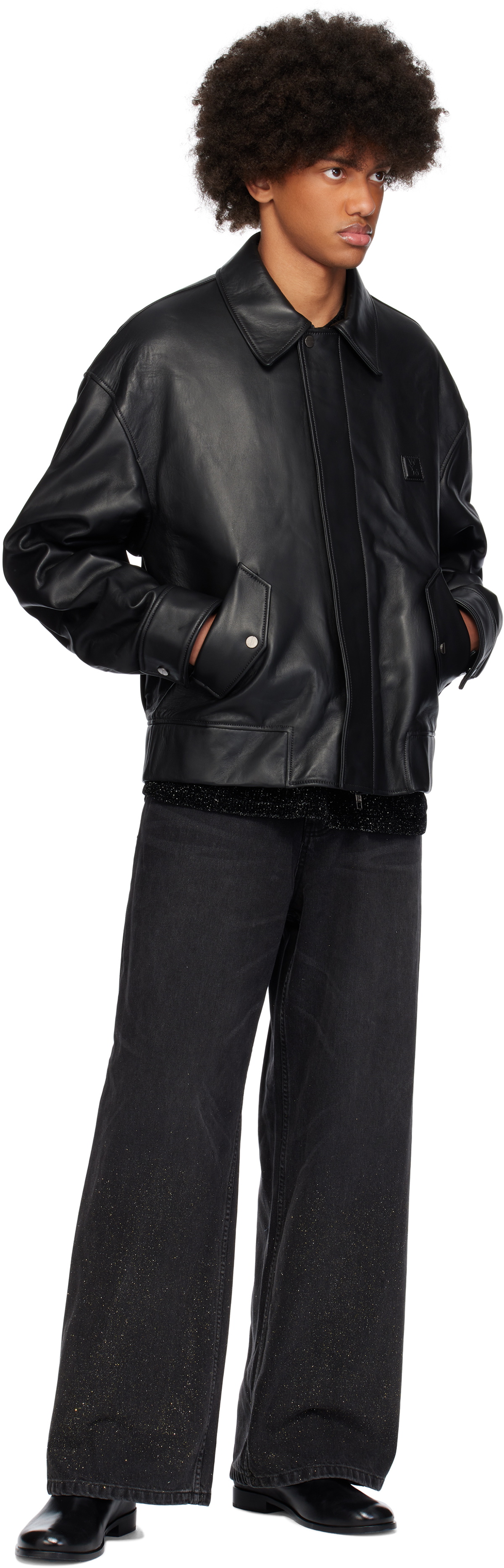 WOOYOUNGMI Black Padded Leather Jacket Wooyoungmi