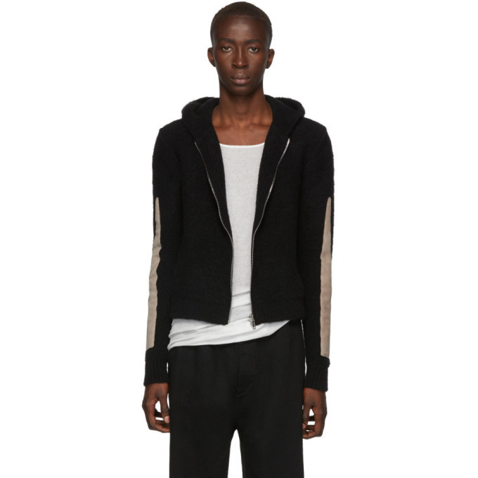 Photo: Rick Owens Black Felted Wool Zipped Hoodie