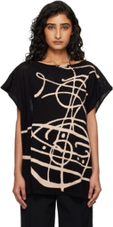 Vivienne Westwood Black Beach Top Graffiti Orb Cover-Up Top