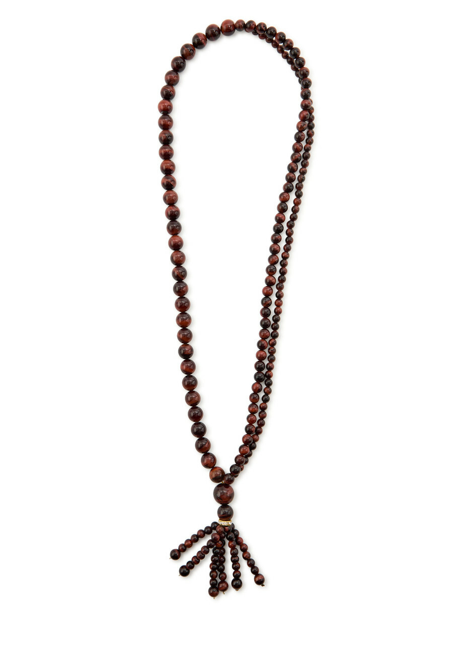 Timeless Pearly Crystal-embellished Beaded Necklace - Brown - One Size