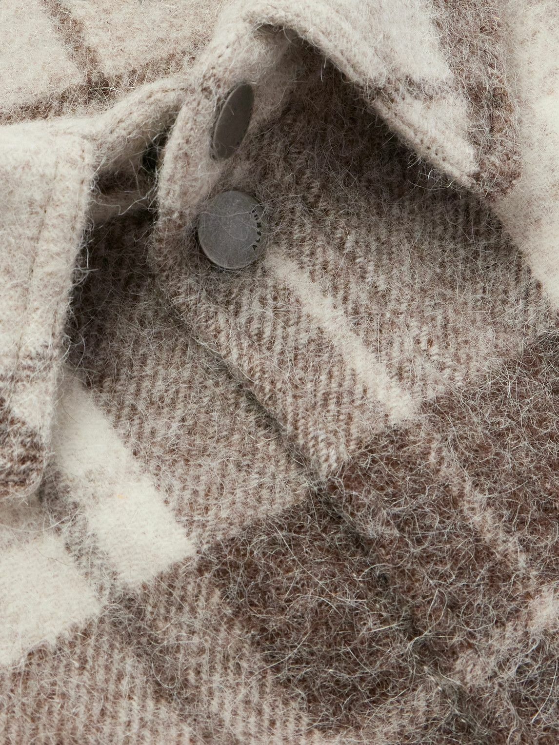 Alanui - Checked Brushed Wool and Alpaca Overshirt - Brown