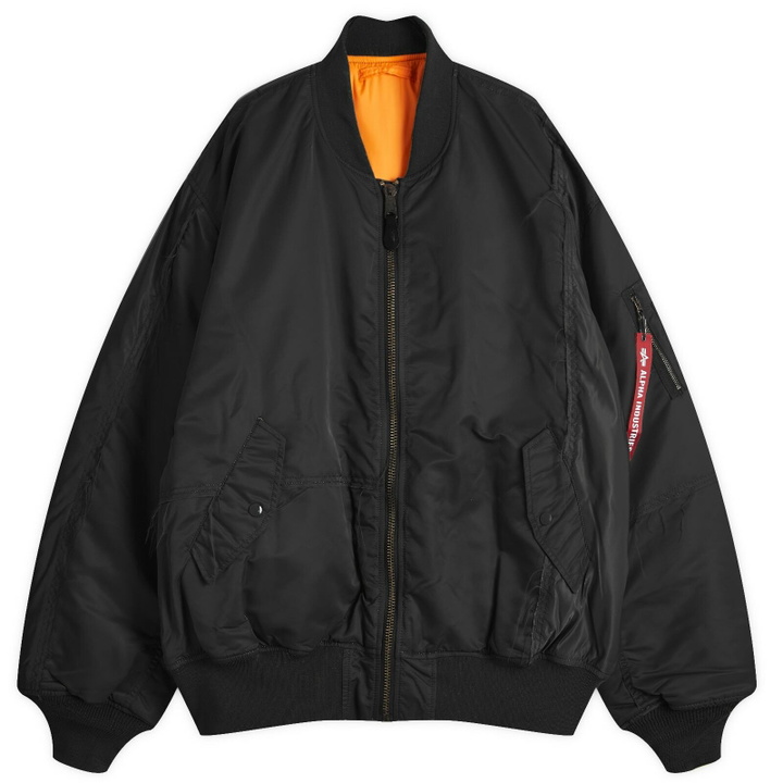 Photo: MASTERMIND WORLD Men's x Alpha Industries MA-1 Jacket in Black
