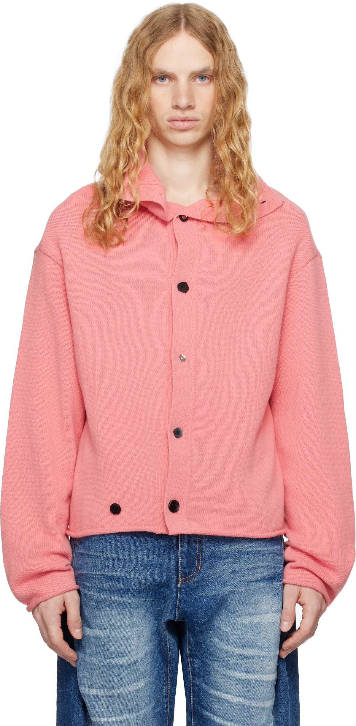 ADER error Pink Mock Neck Cardigan ADER error