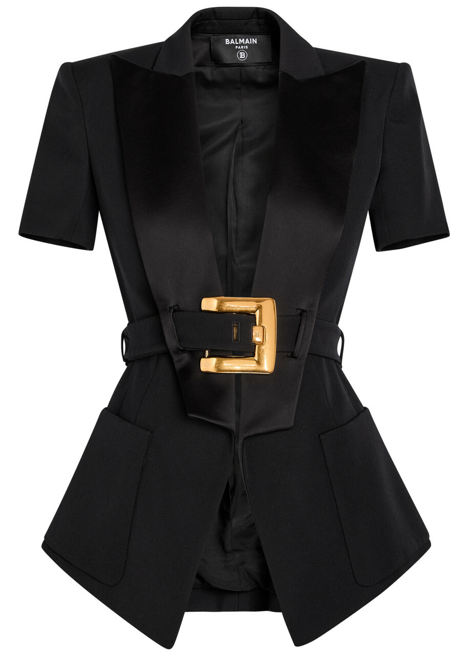 Balmain Belted Wool Jacket Black
