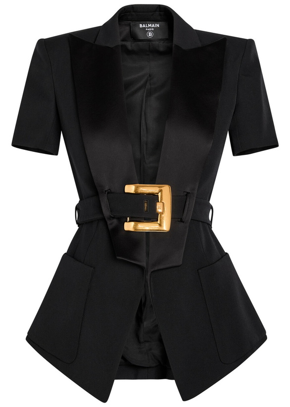 Photo: Balmain Belted Wool Jacket Black