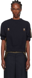 sacai Navy & Khaki Sponge x Nylon Twill Sweatshirt