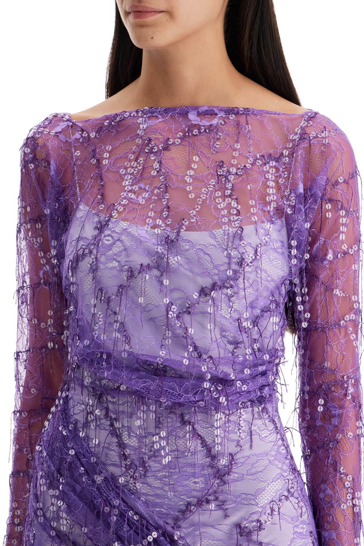 mesh asymmetrical dress Christopher Esber Brown Verner Open Twist Lace Dress