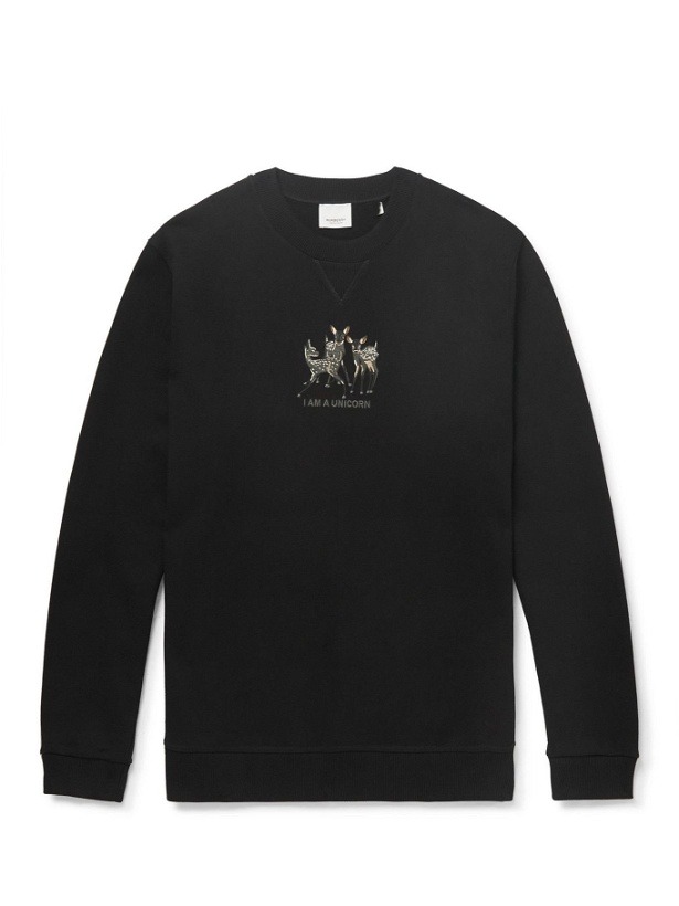Photo: BURBERRY - Berkley Embroidered Cotton-Jersey Sweatshirt - Black