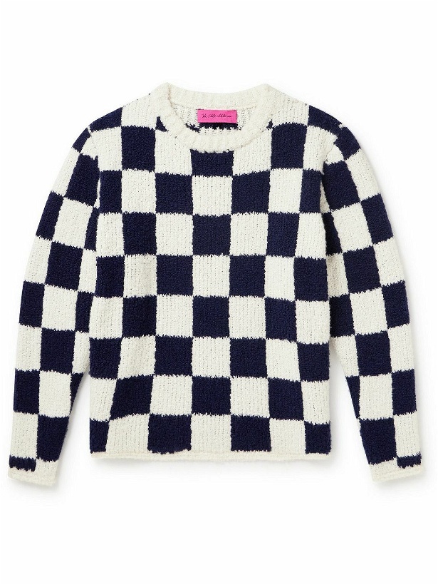 Photo: The Elder Statesman - Checked Cashmere and Silk-Blend Bouclé Sweater - White