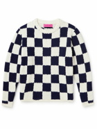 The Elder Statesman - Checked Cashmere and Silk-Blend Bouclé Sweater - White