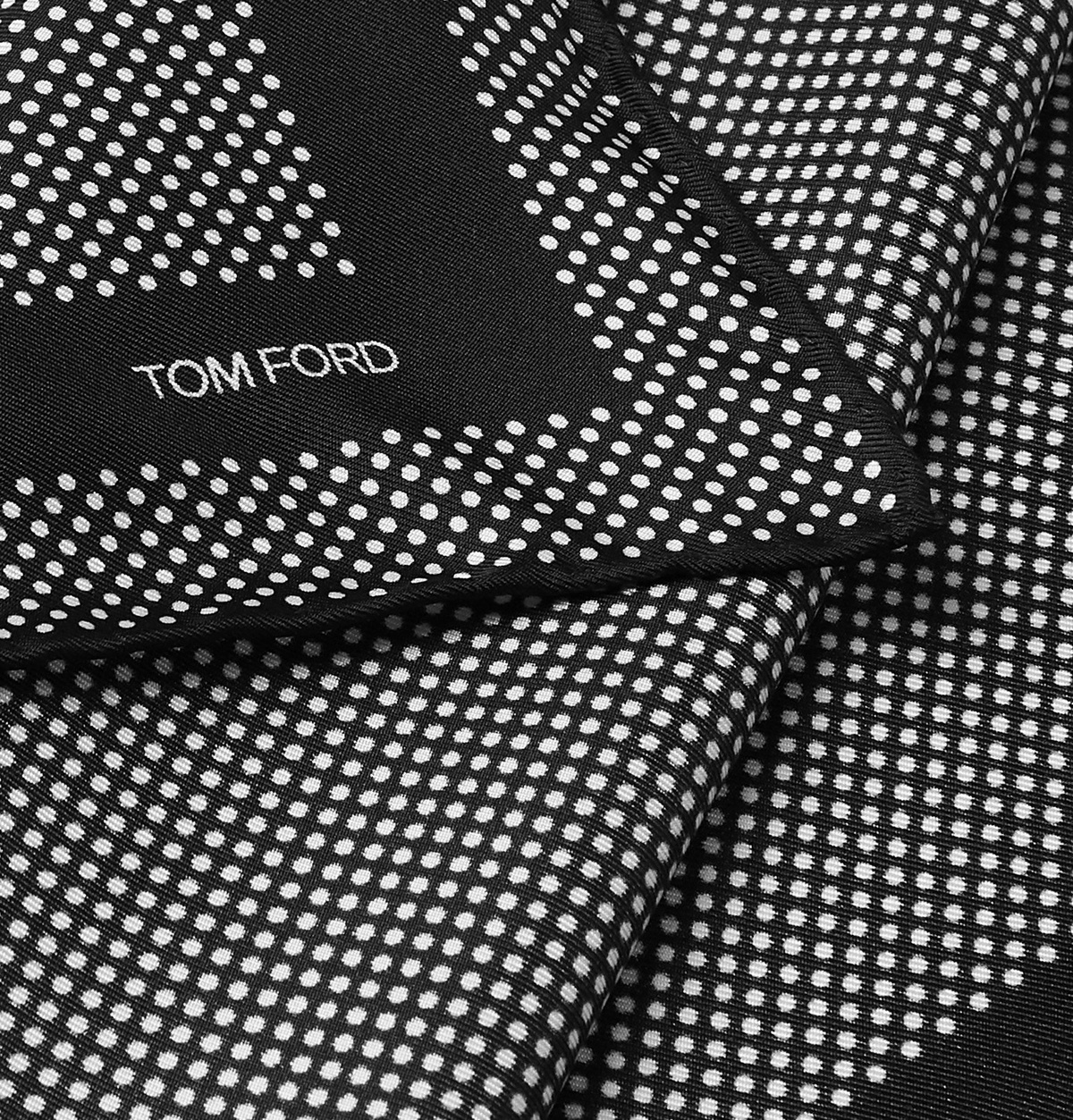 Tom Ford Polka Dot Silk Twill Pocket Square Black Tom Ford