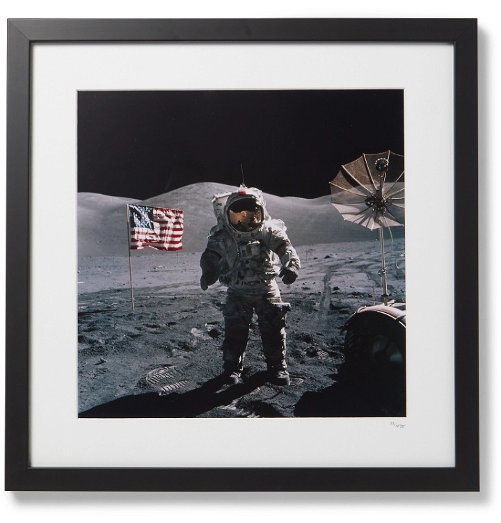 Photo: Sonic Editions - Framed 1972 Apollo 17 Flag Print, 16" x 20" - Black