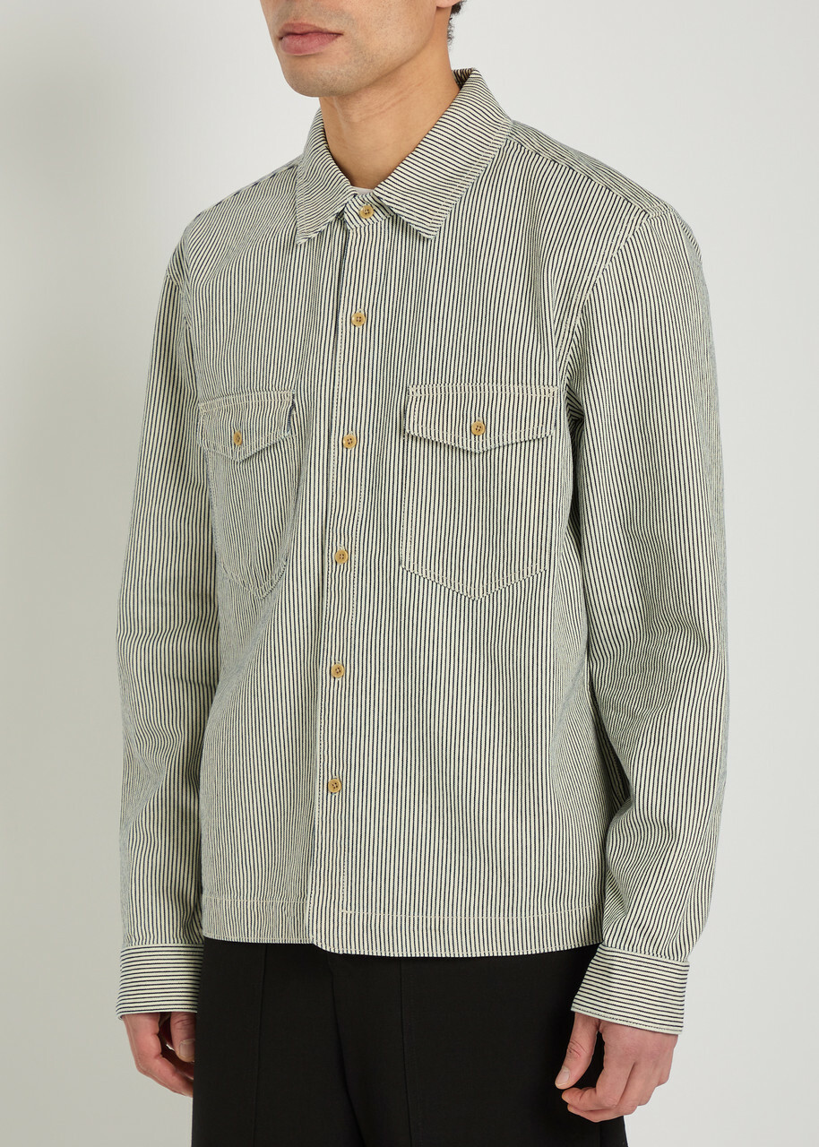 Paige Renzi Striped Denim Jacket Navy