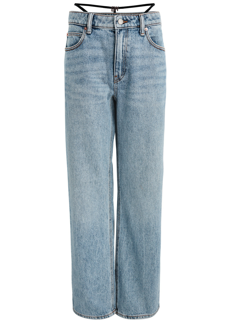 Alexanderwang.t Thong-effect Straight-leg Jeans Light Blue