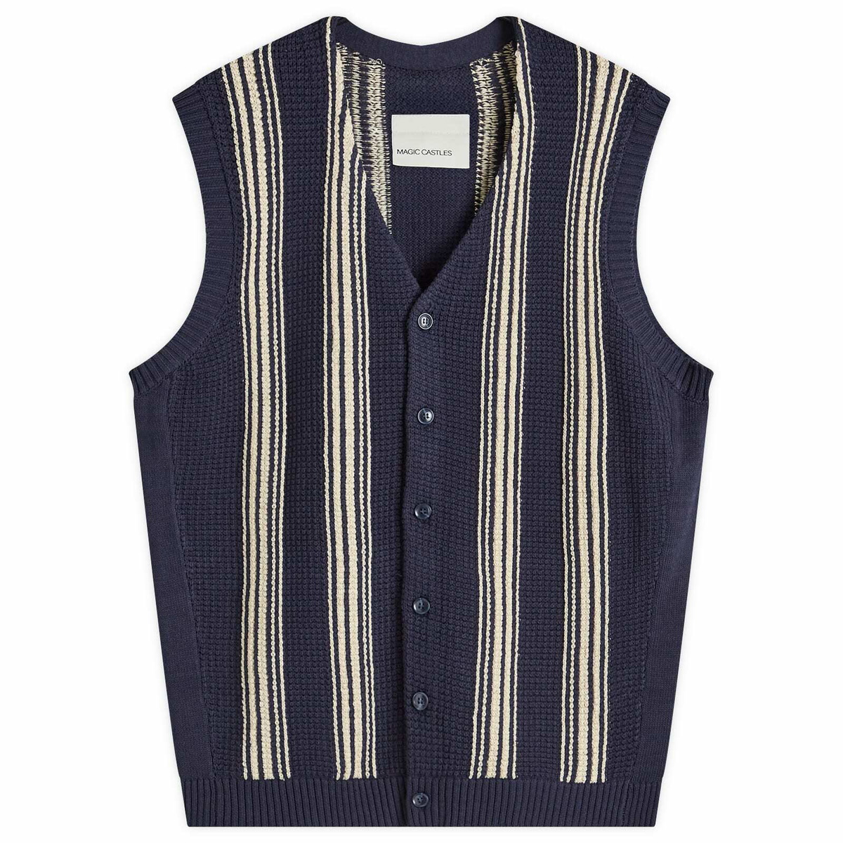 Magic Castles Men's Frank Vest in Navy Stripe Mesh