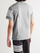 THOM BROWNE - Striped Cotton-Jersey T-Shirt - Gray