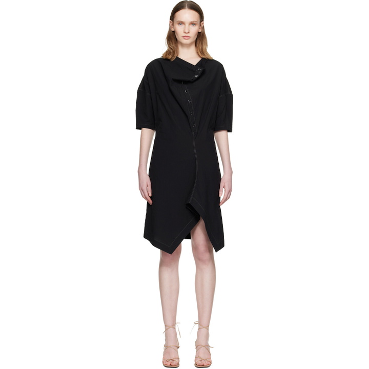 Photo: LEMAIRE Black Soft Collar Tube Minidress
