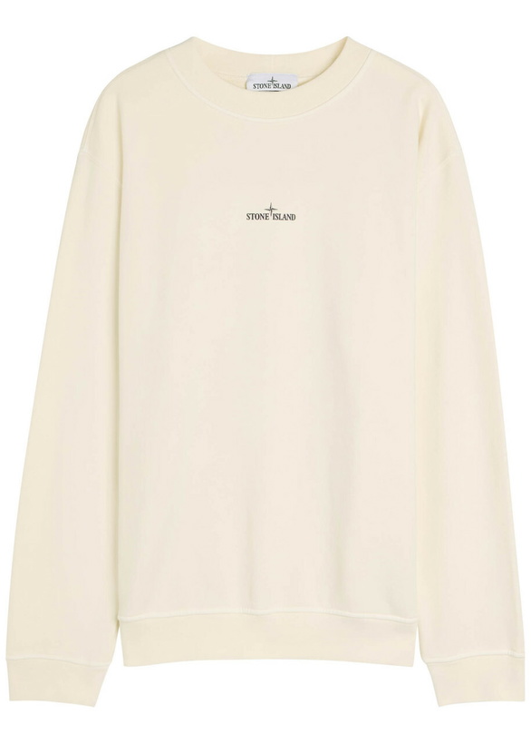 Photo: Stone Island Logo-print Cotton Sweatshirt Ivory