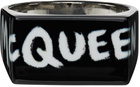 Alexander McQueen Black & White Graffiti Ring