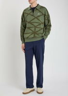 Malbon Verdant Logo-embroidered Patterned Cotton-knit Jumper Olive