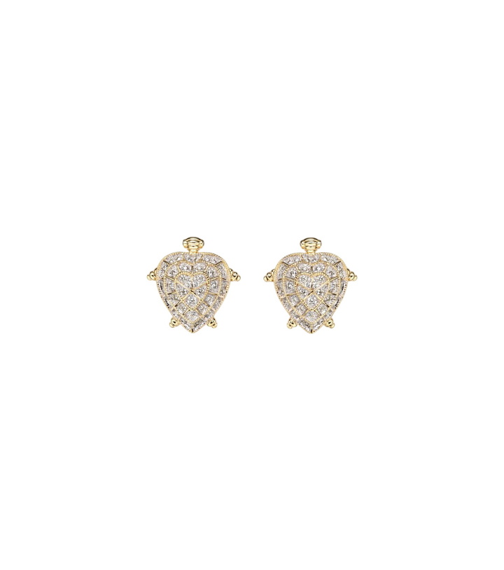 Photo: Yvonne Léon Tortue Coeur 9kt gold earrings with diamonds