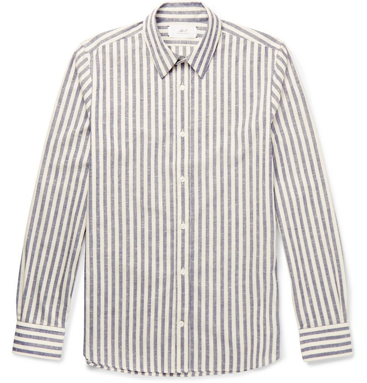 Photo: Mr P. - Slim-Fit Striped Slub Cotton Shirt - Men - Ecru