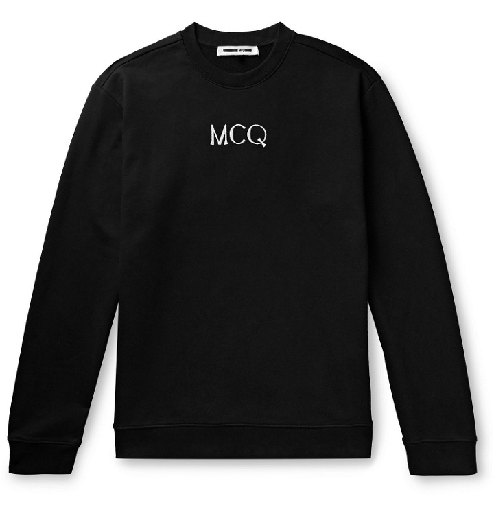 Photo: McQ Alexander McQueen - Embroidered Loopback Cotton-Jersey Sweatshirt - Black