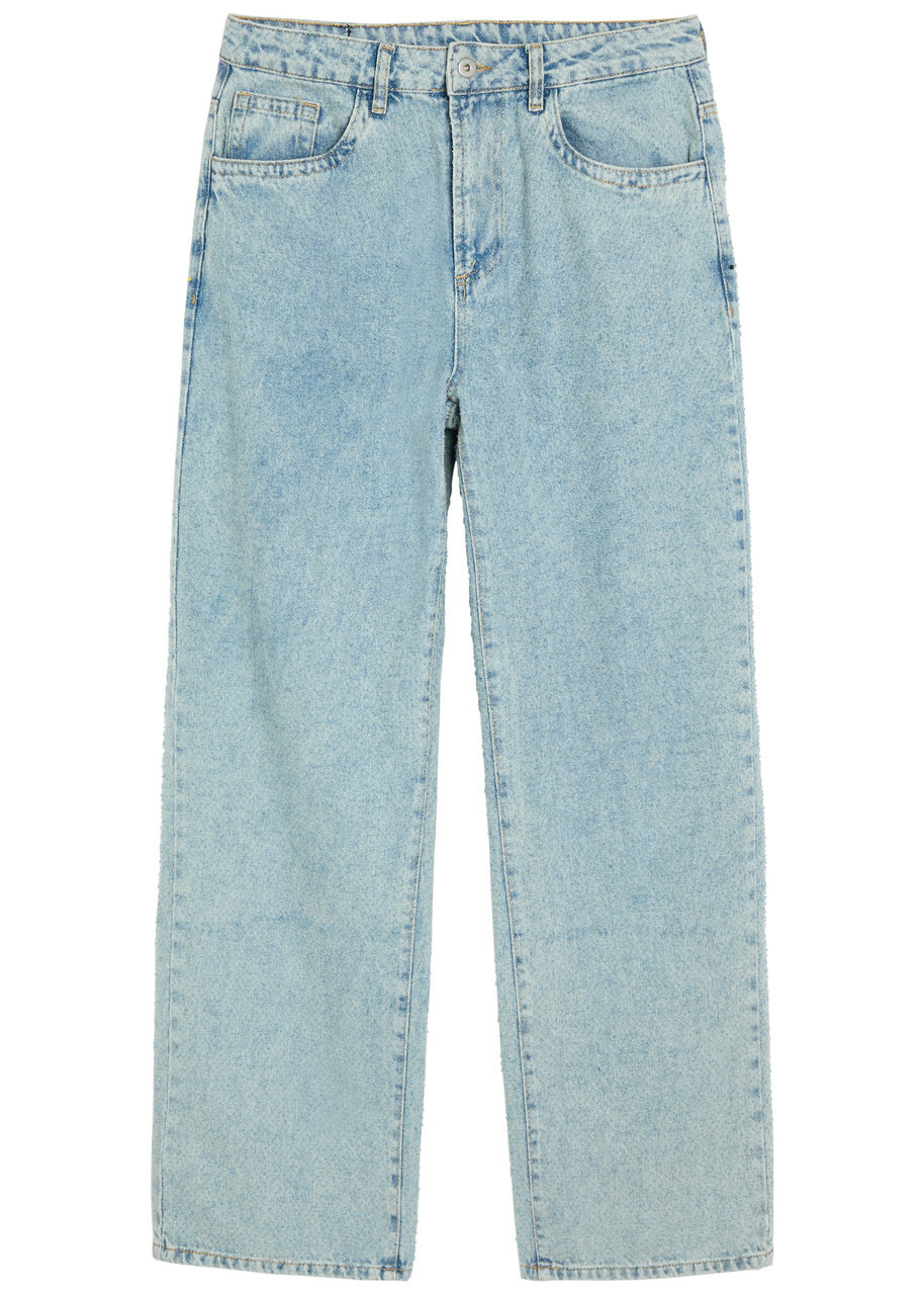 Mki Miyuki Zoku Twisted Weave Textured Wide-leg Jeans Blue