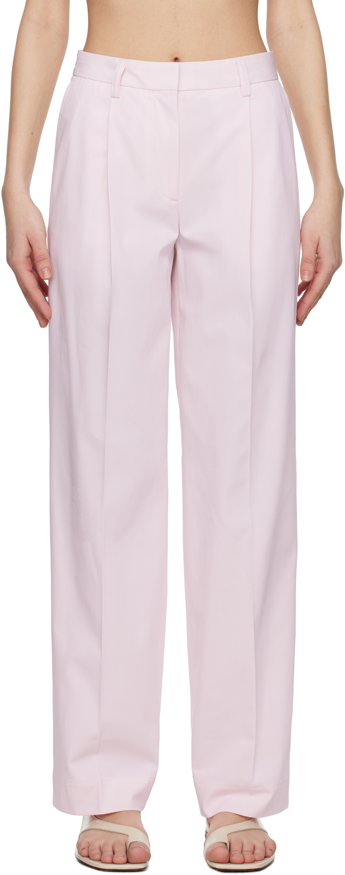 Pink Slanted Pocket Trousers by TOTEME on Sale