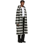 Balenciaga Black and White Flannel Hooded Coat