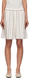Cordera White Striped Bermuda With Lace Shorts