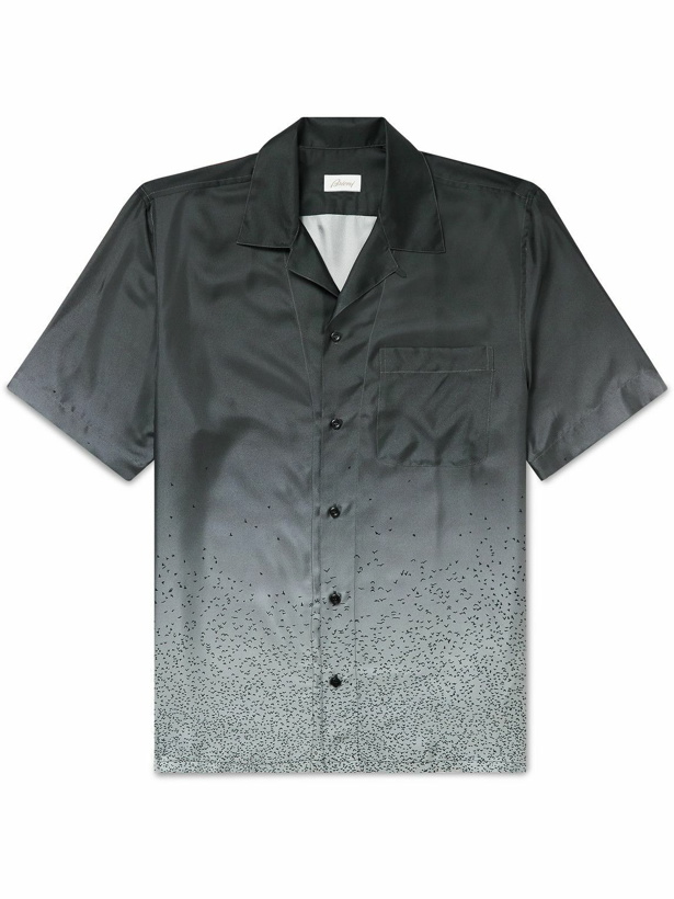 Photo: Brioni - Convertible-Collar Printed Silk Shirt - Gray
