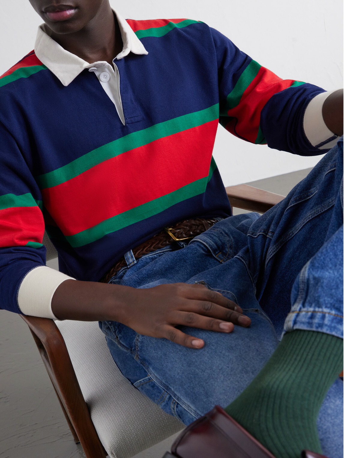 Drake's - Striped Twill-Trimmed Cotton-Jersey Polo Shirt - Blue