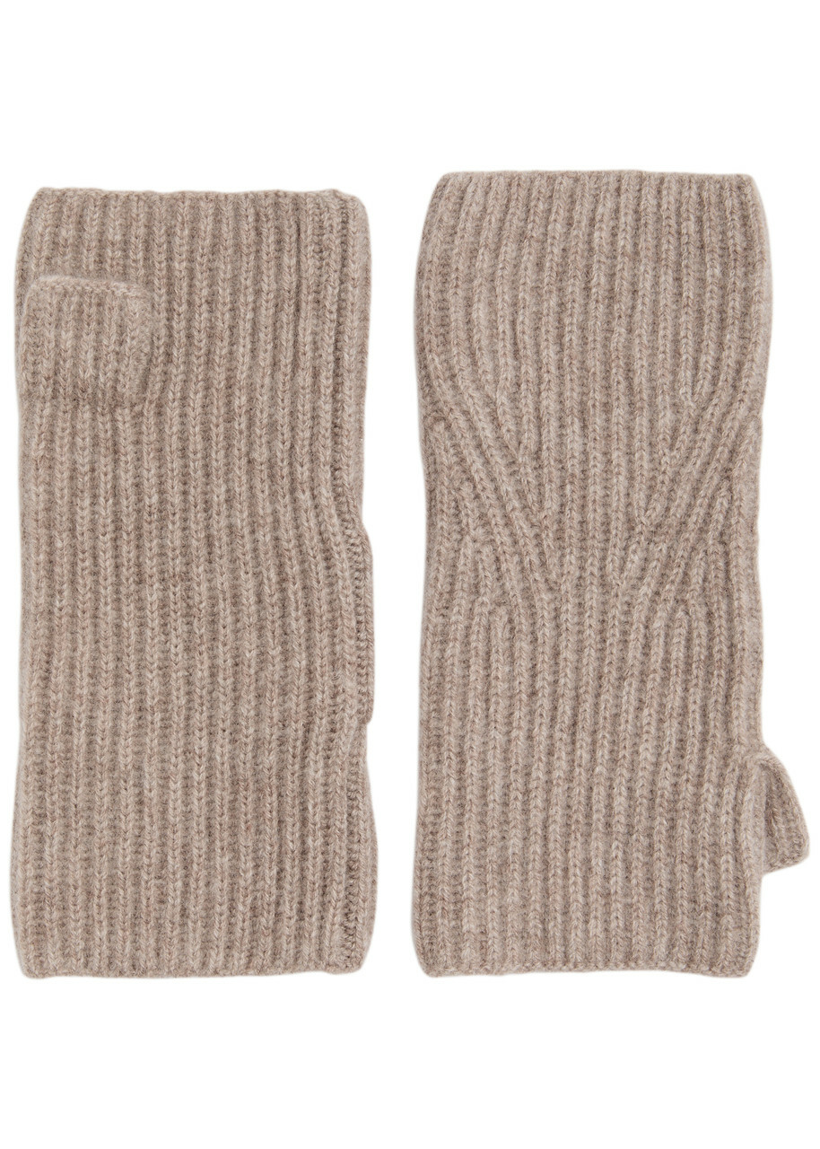 Loop Cashmere Fingerless Cashmere Mittens - Beige - One Size