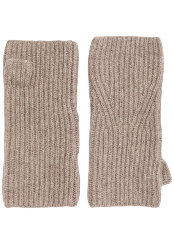 Photo: Loop Cashmere Fingerless Cashmere Mittens - Beige - One Size