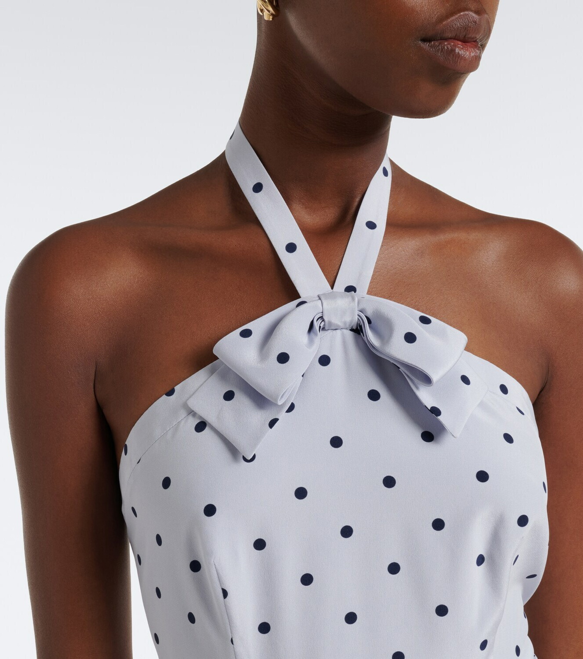 Alessandra Rich Belted polka-dot halterneck silk midi dress