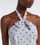 Alessandra Rich Belted polka-dot halterneck silk midi dress