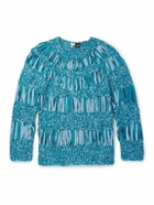 LOEWE - Paula's Ibiza Open-Knit Textured Cotton-Blend Sweater - Blue