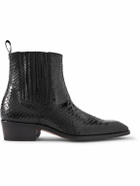 TOM FORD - Kenneth Snake-Effect Patent-Leather Chelsea Boots - Black