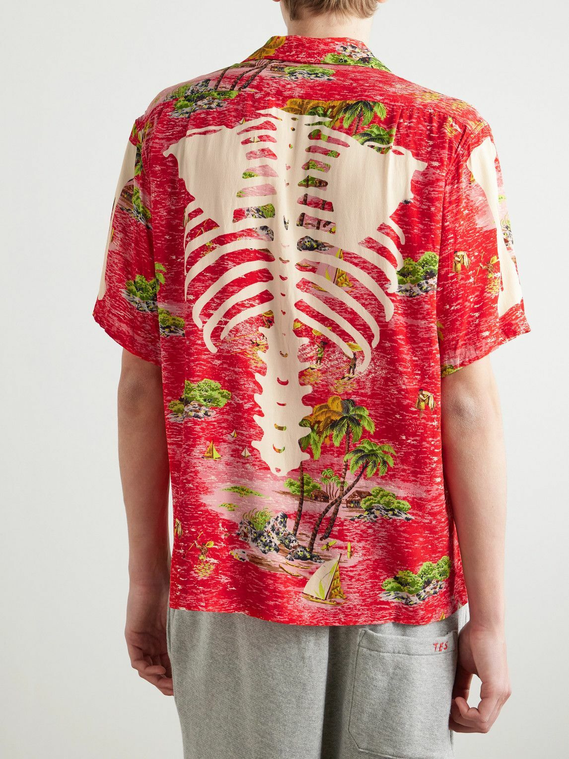 KAPITAL - Aloha Convertible-Collar Printed Woven Shirt - Red KAPITAL
