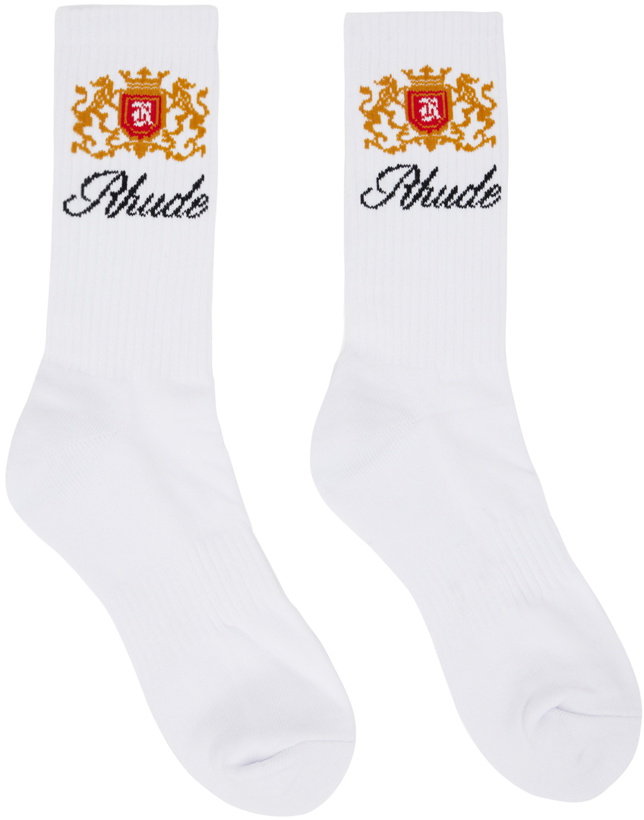 Photo: Rhude White Crest Socks