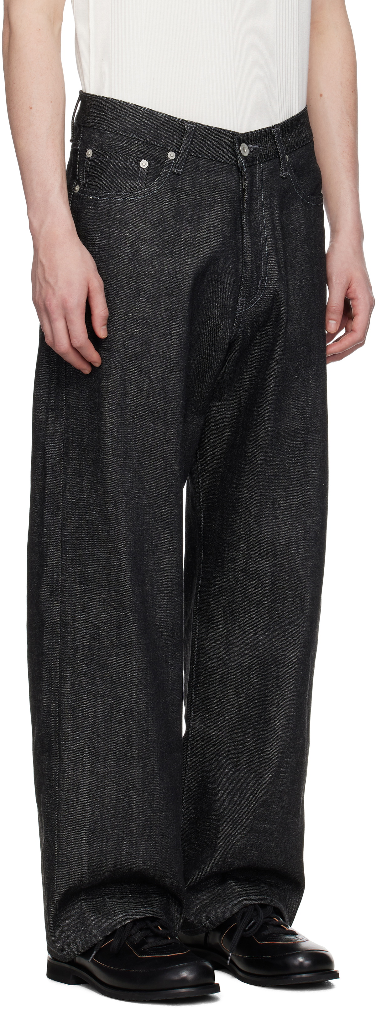 Neighborhood Black Rigid Denim DP Wide Jeans Neighborhood