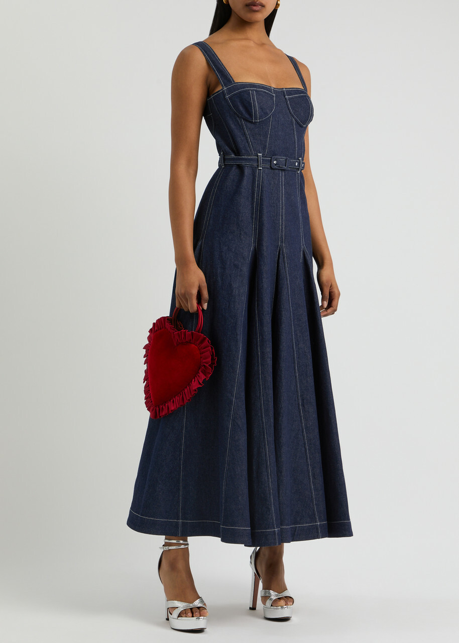 Huishan Zhang Keya Denim Maxi Dress Blue