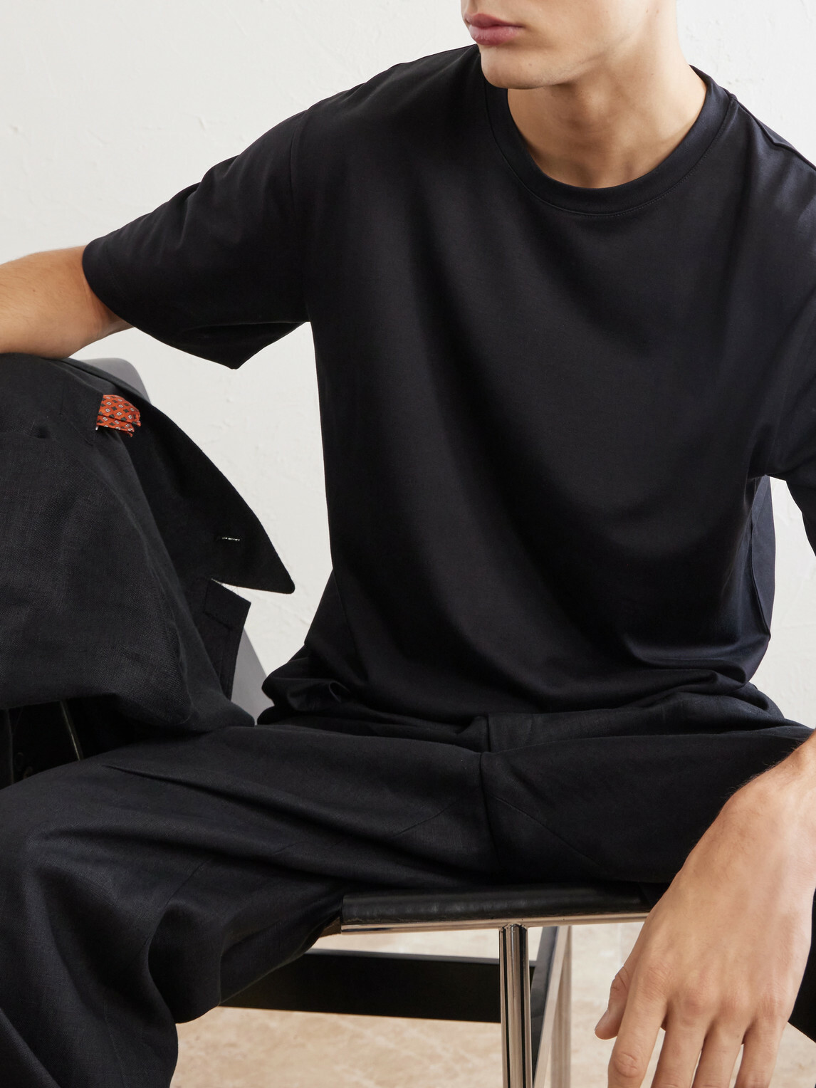 Mr P. - Silk and Cotton-Blend T-Shirt - Black