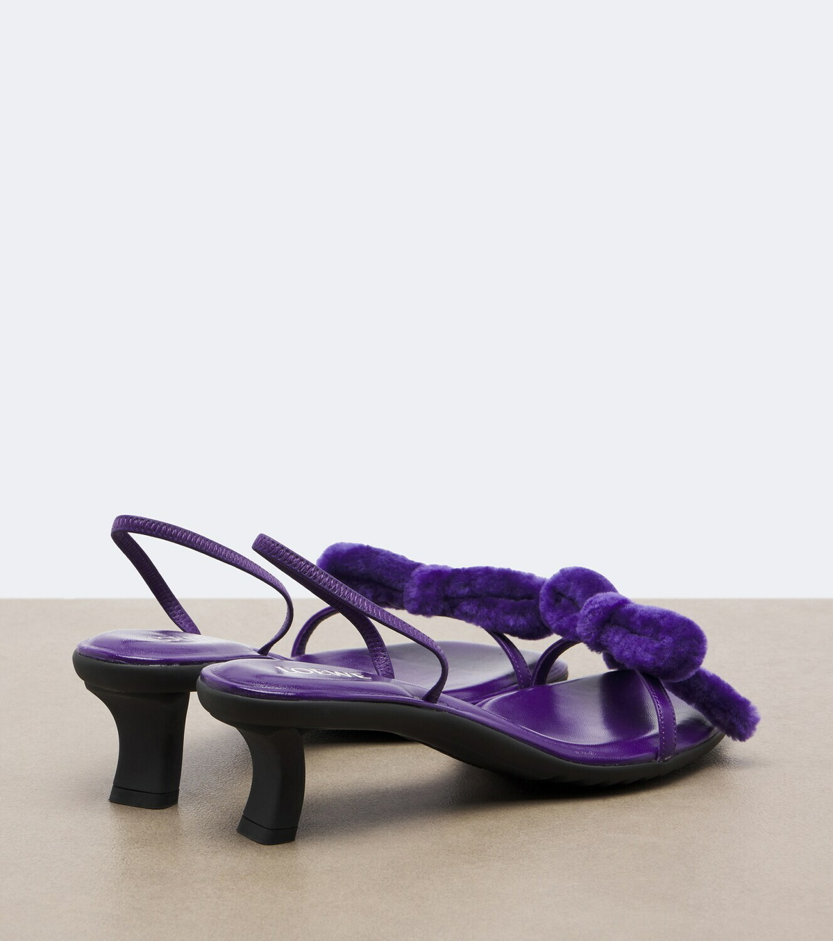 Loewe Mimi shearling and leather slingback sandals