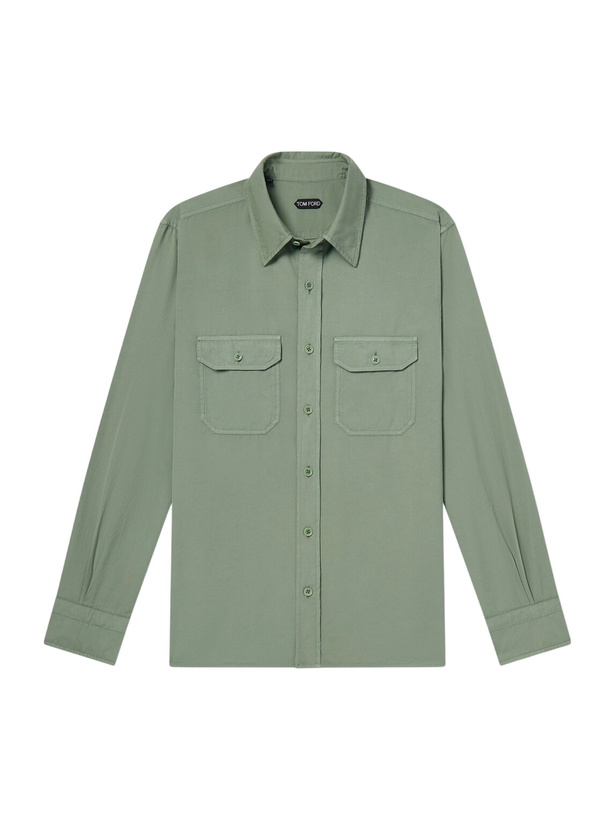 Photo: TOM FORD - Cotton and Silk-Blend Shirt - Green