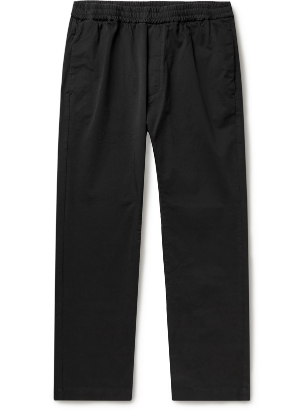 Photo: BARENA - Slim-Fit Stretch-Cotton Twill Trousers - Black
