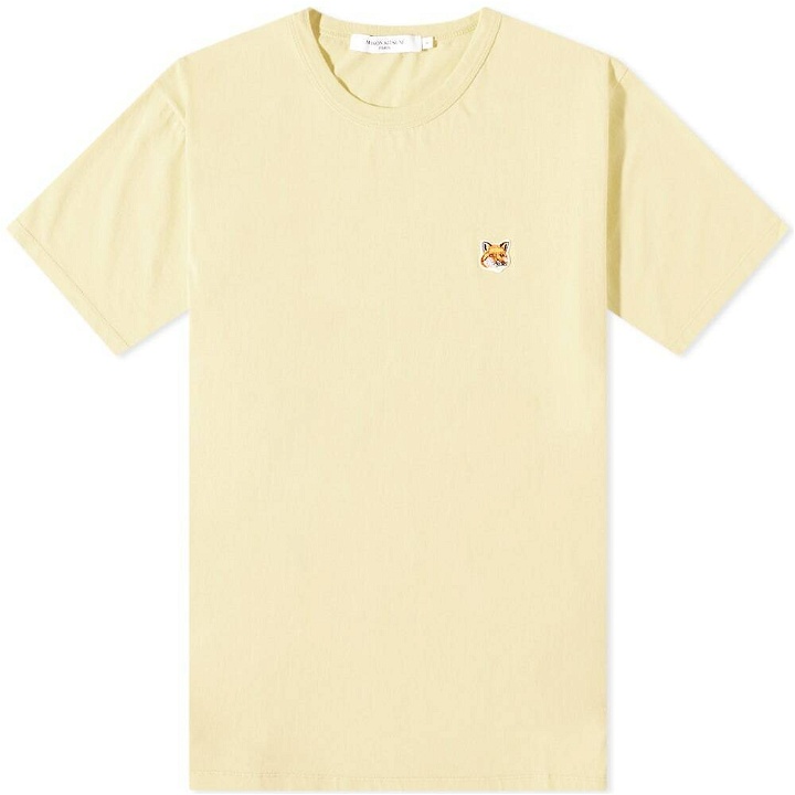 Photo: Maison Kitsuné Men's Fox Head Patch Classic T-Shirt in Soft Yellow