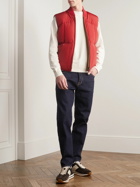 TOM FORD - Leather-Trimmed Quilted Shell Down Gilet - Red